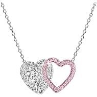 EVOLUTION GROUP 32079.3 Crystal Rose Double Heart Decorated with Swarovski Crystals (Ag925/1000, 2,5g) - Nyaklánc