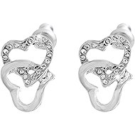 JSB Bijoux Double Heart with Clear Swarovski Stones 61400965cr - Earrings