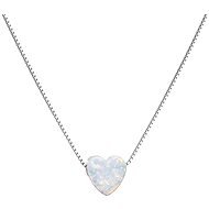 EVOLUTION GROUP Strieborný náhrdelník so syntetickým opálom biele srdce 12048.1  (Ag, 925/1000, 1,0 g) - Náhrdelník