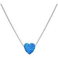 EVOLUTION GROUP Strieborný náhrdelník so syntetickým opálom modré srdce 12048.3  (Ag, 925/1000, 1,0 g) - Náhrdelník