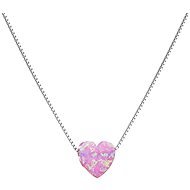 EVOLUTION GROUP Strieborný náhrdelník so syntetickým opálom ružové srdce 12048.3  (Ag, 925/1000, 1,0 g) - Náhrdelník