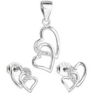 EVOLUTION GROUP Set of Jewellery with Zircon Earrings and White Heart Pendant 19015.1 (Ag, 925/1000, - Jewellery Gift Set