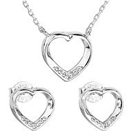 EVOLUTION GROUP Set of Jewellery with Cubic Zirconia Earrings and Necklace White Heart 19019.1 (Ag,  - Jewellery Gift Set