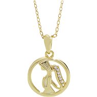 JSB Bijoux Silver Necklace Angel in a Circle with Cubic Zirconia Gold-plated 92300436g-cr (Ag 925/10 - Necklace