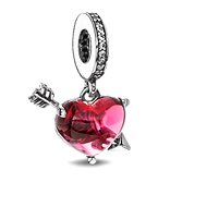PANDORA model 793085C01 Pendant Red Heart and Arrow from Murano Glass (Ag 925/1000, 2.37g) - Charm