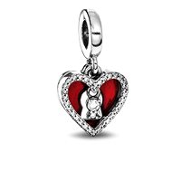 PANDORA 793119C01 Double Pendant Red Heart and Keyhole (Ag925/1000, 2.41g) - Charm