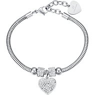LUCA BARRA Steel bracelet with heart and white crystals - Bracelet
