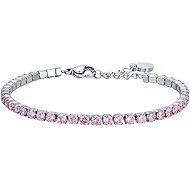 LUCA BARRA Steel tennis bracelet with pink crystals - Bracelet