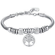 LUCA BARRA Steel bracelet with tree of life and white crystals - Bracelet