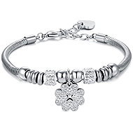 LUCA BARRA Steel bracelet with four-leaf clover and white crystals - Bracelet