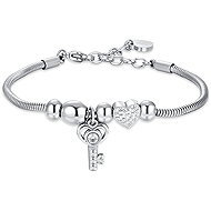 LUCA BARRA Steel bracelet with key and crystals - Bracelet