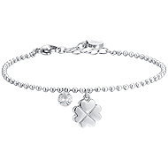 LUCA BARRA Steel bracelet with four-leaf clovers and cubic zirconia - Bracelet