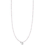 LUCA BARRA Steel necklace with heart, crystal and stones with pink enamel - Necklace