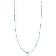 LUCA BARRA Steel necklace with four-leaf clover, crystal and stones with turquoise enamel - Necklace