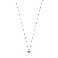 LUCA BARRA Girl's steel necklace with butterfly and pink crystals - Necklace