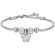 Girl's steel bracelet with white crystal butterfly - Bracelet