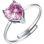 LUCA BARRA Steel ring with pink heart-shaped crystal - Ring