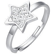 LUCA BARRA Steel ring with star and white crystals - Ring