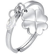 LUCA BARRA Steel ring with four-leaf clover and white cubic zirconia - Ring