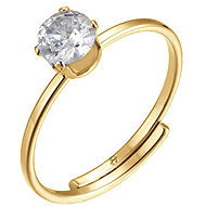 LUCA BARRA Ring solitare in IP gold steel with white zircon - Ring