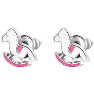LUCA BARRA Steel earrings, rocking horse with pink and fuchsia enamel - Earrings
