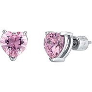 LUCA BARRA Steel round earrings with pink cubic zirconia - Earrings