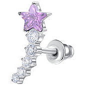 LUCA BARRA Single steel earrings with pink star and white crystals - Earrings