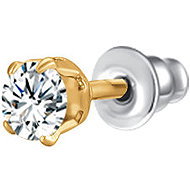 LUCA BARRA Single earrings with point effect in IP gold steel with white zircon - Earrings