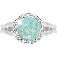 JSB Bijoux Opal with Swarovski crystal stones Pastel Mint Green 92700025mint (Ag925/1000, 2,3 g) - Ring