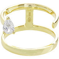 JSB Bijoux Double with Cubic Zirconia Drop Shaped Gold Plated Crystal 92700527g-cr (Ag925/1000, 3, - Ring