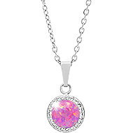 JSB Bijoux Opal with Swarovski crystal stones Light Fuchsia 92300025l-fu (Ag925/1000, 2,1 g) - Necklace