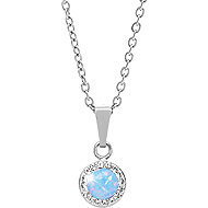 JSB Bijoux Opal with Swarovski crystal stones Light Blue 92300040l-bl (Ag925/1000, 1,86 g) - Necklace