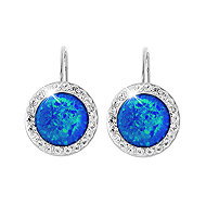 JSB Bijoux Opals with Swarovski Dark Blue crystal stones 92400025dbl (Ag925/1000, 2,1 g) - Earrings