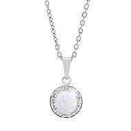 JSB Bijoux Opal with Swarovski White crystal stones 92300040wh (Ag925/1000, 1,86 g) - Necklace