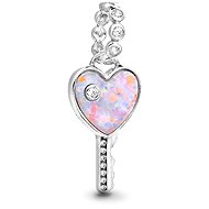 PANDORA Bead 794427C01 Opalescent Heart-Shaped Key Pendant - Bead (Charm)