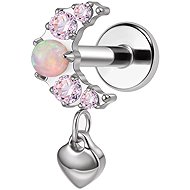 PININ Labret with Flat Back, Polished – Moon with Pendant - Piercing