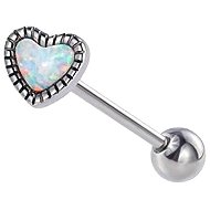 PININ Internally Threaded Tongue Barbell, Polished – Blue-Yellow Heart - Piercing