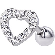 PININ Cartilage Earring with Internal Threading, Heart with Gemstones - Piercing