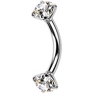 PININ Eyebrow Ring with Internal Thread, Polished – Curved Barbell with Gems - Piercing