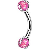 PININ Eyebrow Ring with Internal Thread, Polished – Curved Red Pearls - Piercing
