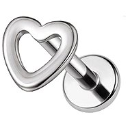 PININ Labret Stud with Flat Back, Internal Thread, Polished (5mm Top) – Titanium Heart - Piercing