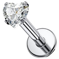 PININ Labret with Flat Back, Internal Thread, Polished – Heart-Shaped Jewel - Piercing