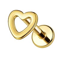 PININ Labret with Flat Back, Internal Thread, Gold (Top 5mm) – Titanium Gold Heart - Piercing
