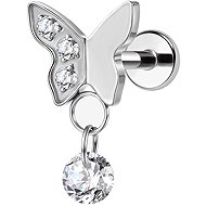 PININ Labret with Flat Back, Polished – Butterfly with Gems - Piercing