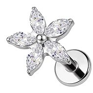 PININ Polished Labret Stud with Flat Back (7mm Top) – Flower - Piercing