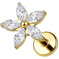 PININ Labret with Flat Back, Gold (Top 7mm) – Gold Flower - Piercing