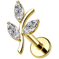 PININ Labret with a flat back, gold – gold leaves - Piercing