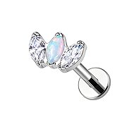 PININ Labret with Flat Back, Internal Thread, Polished – 3 Stones - Piercing