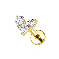 PININ Labret with Flat Back, Gold – Gold with Rhinestones - Piercing