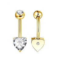 PININ Gold-Coloured Navel Piercing with External Thread – Titanium with a Heart-Shaped Jewel - Piercing